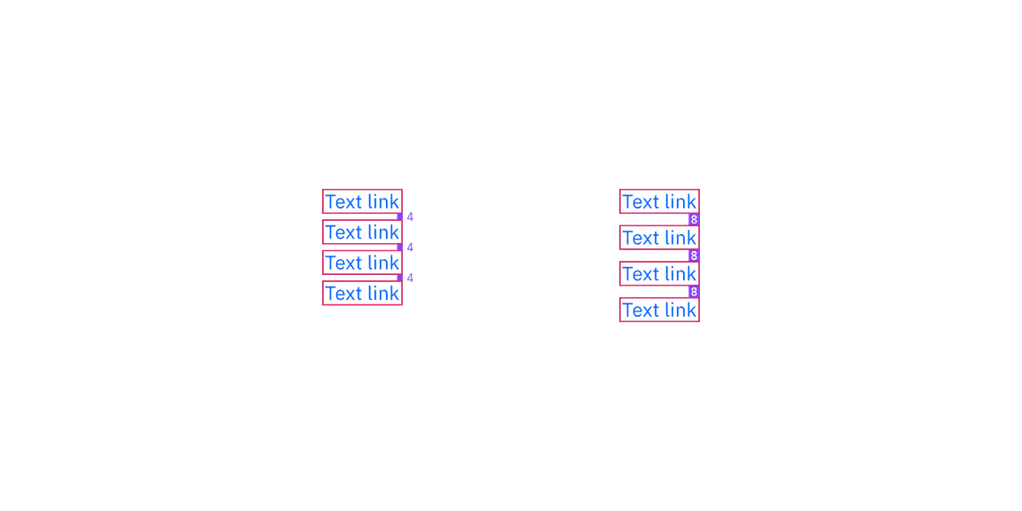 Structure and spacing measurements for Link grouping | px